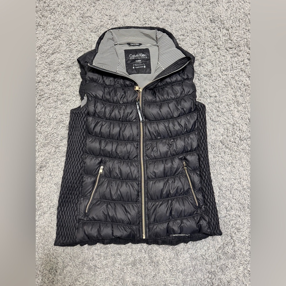 Calvin Klein Striped Lined Black Vest
